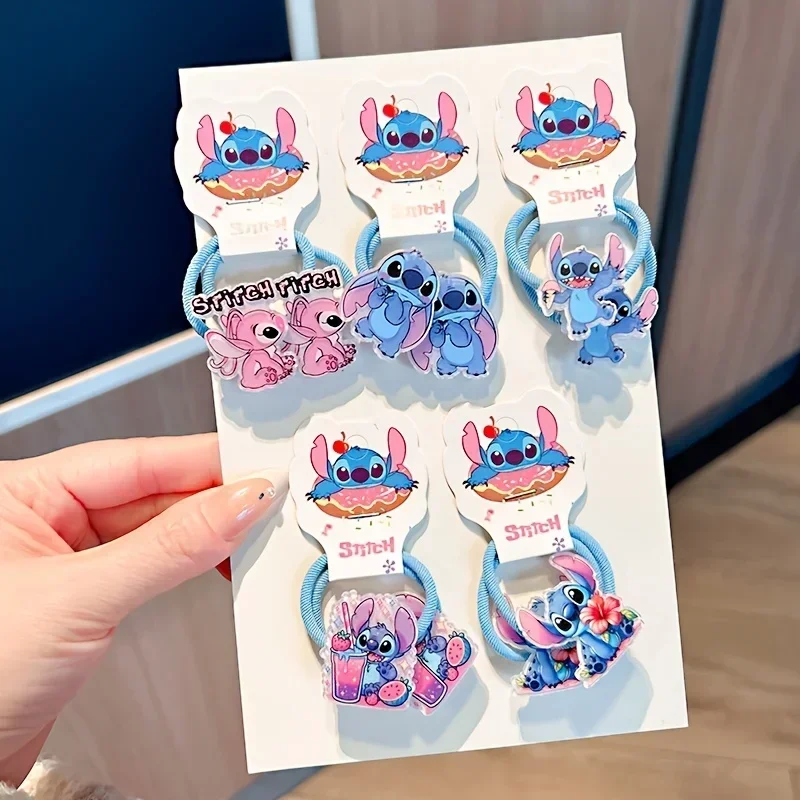 Random 2pcs Disney Stitch And Angel Headband, Cute Cartoon Headband,Girl Tied Hair Accessories, Rubber Bands, Birthday Gifts