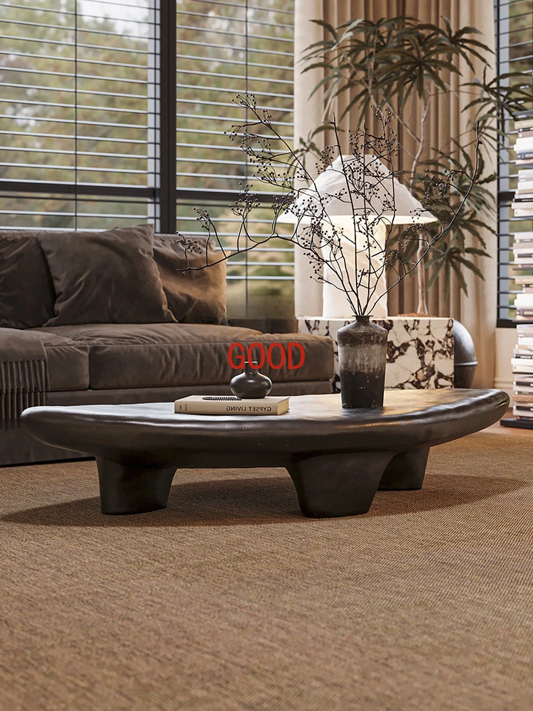 Mid-Ancient Silent Style Pebble Coffee Table Small Apartment Minimalist Living Room Designer Special-Shaped Table