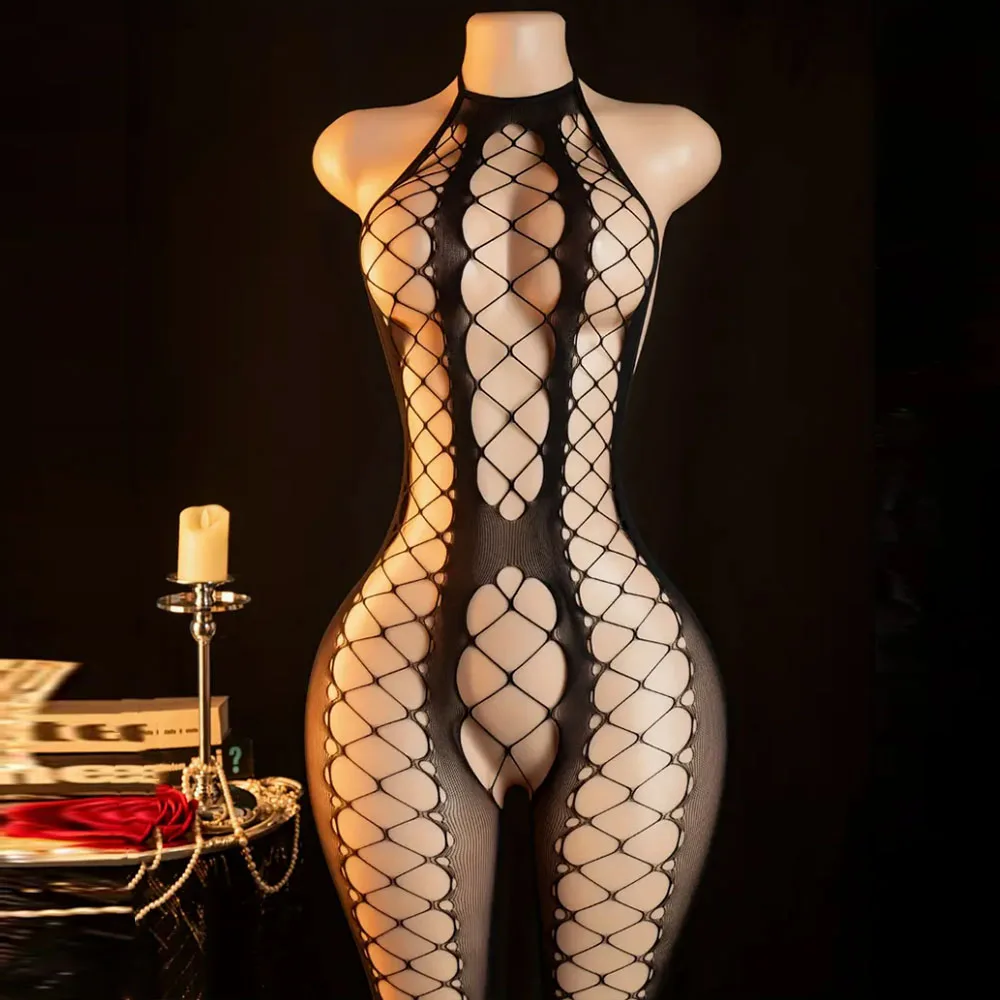 Sexy Body Lingerie Bodysuit Underwear Stocking Tight Sexy Transparent Pornos Suit Women Intimates Hose Black Mesh Bodystocking