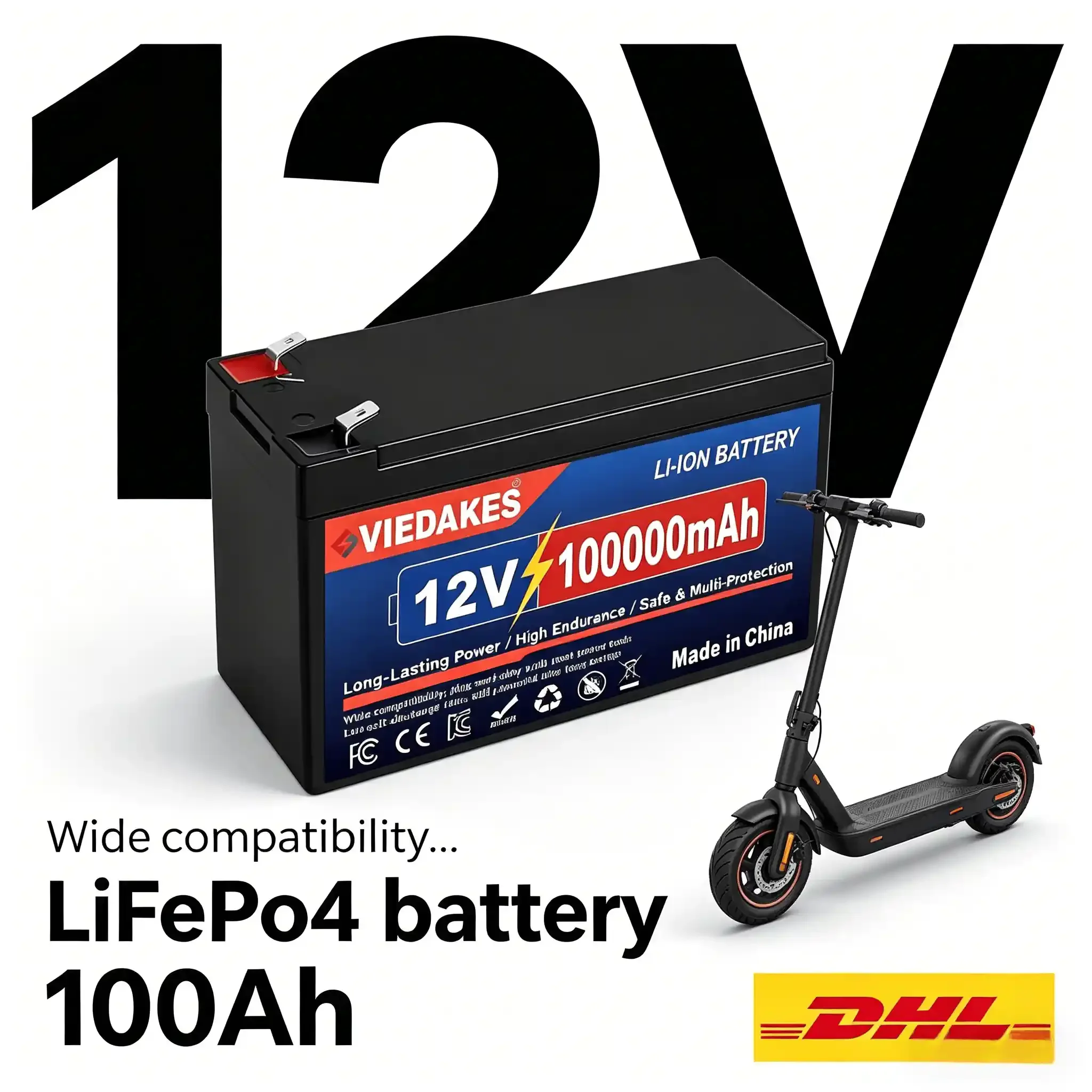 

✅VIEDAKES 12V 100Ah LiFePO4 Battery Efficient Solar Charging Battery For RV Travel Vehicle Daily Off-Grid Power Supply