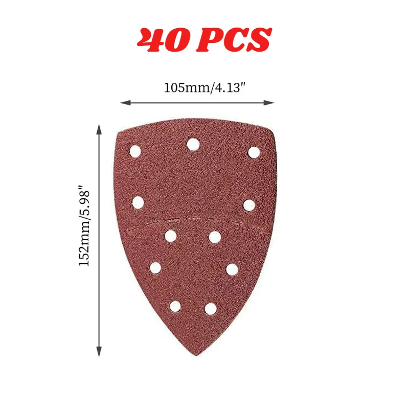 10/20/40 PCS 11 Gaten Muis 40-2000 Grits Papier Detail Schuren Sander Sander PSM Driehoekig Schuurpapier Detail Multi