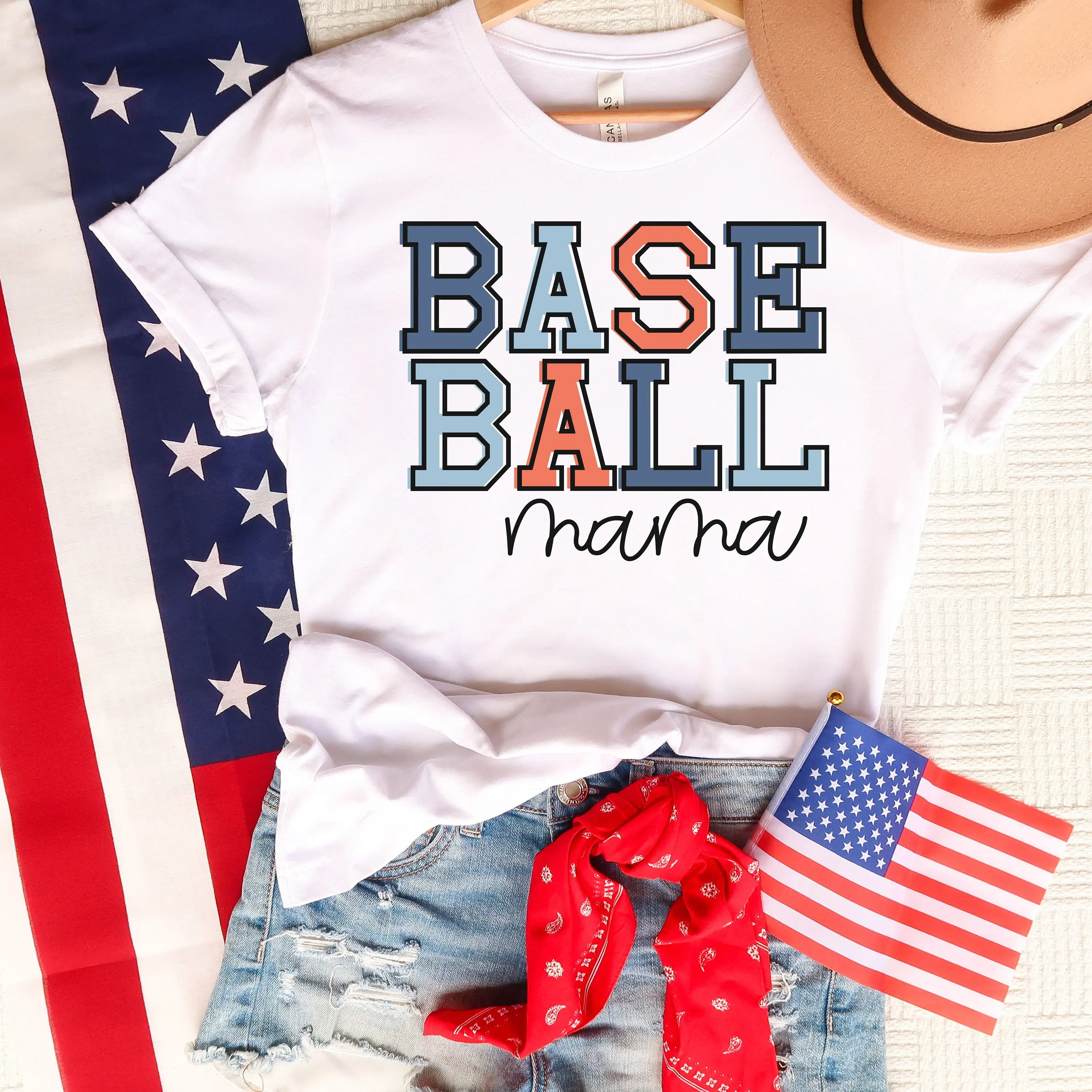 

Baseball Mama Women'S T Shirt America 4Th O July Life Fan Mom