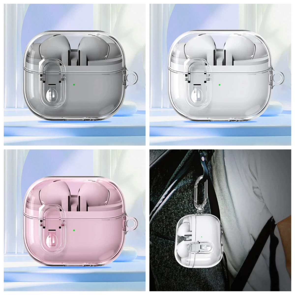 เคสใส Samsung Buds 3 Pro ปี 2024 พร้อมตัวล็อคแบบปลอดภัย สำหรับ Samsung Galaxy Buds3 FE Buzz 3 Pro พร้อมสายคล้อง