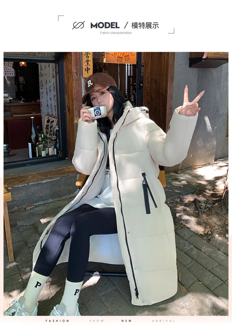 2026 Fashion Down Winter Cotton-padded Jacket Men Women Couple Clothes Long Parkas Thicken Warm Tops Hooded Overcoat Loose Coats