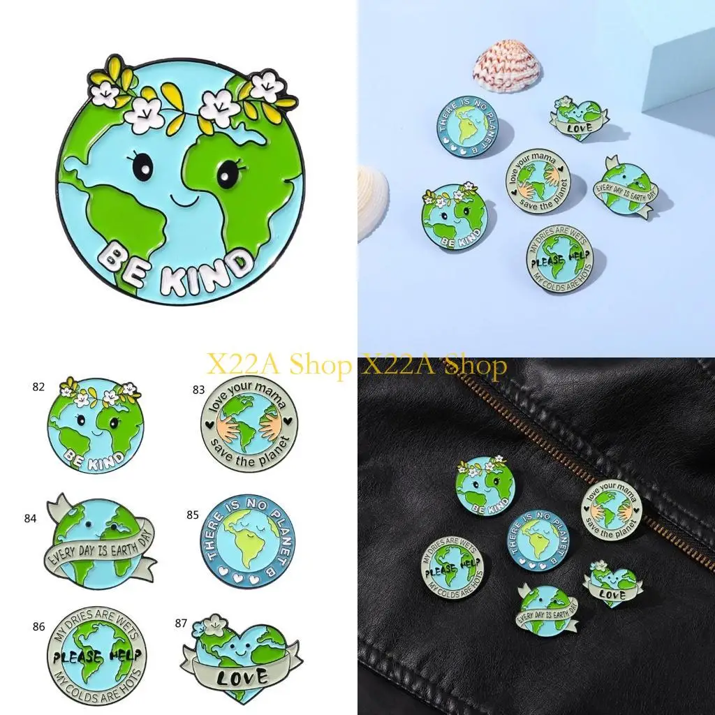 Unique Green Circular Love Heart Lapel Pin Environmental Protections Metal Badge Brooch