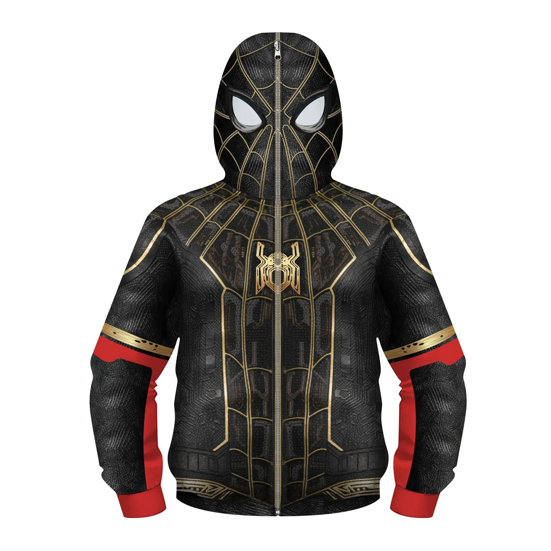 Anime Spiderman /Iron Man Full Zipper Hoodies Cosplay Costume Kids Boys Girls Superhero Cartoon Print Hooded Sweatshirts Outwear