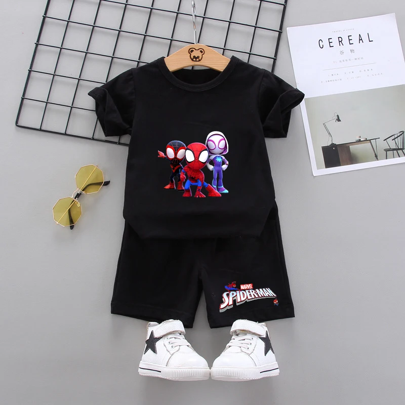 

Disney Spiderman Summer Outdoor Sports Clothes Set Cute Marvel Movie Cartoon Printing Kids Infant Baby Child T-Shirt Shorts Gift