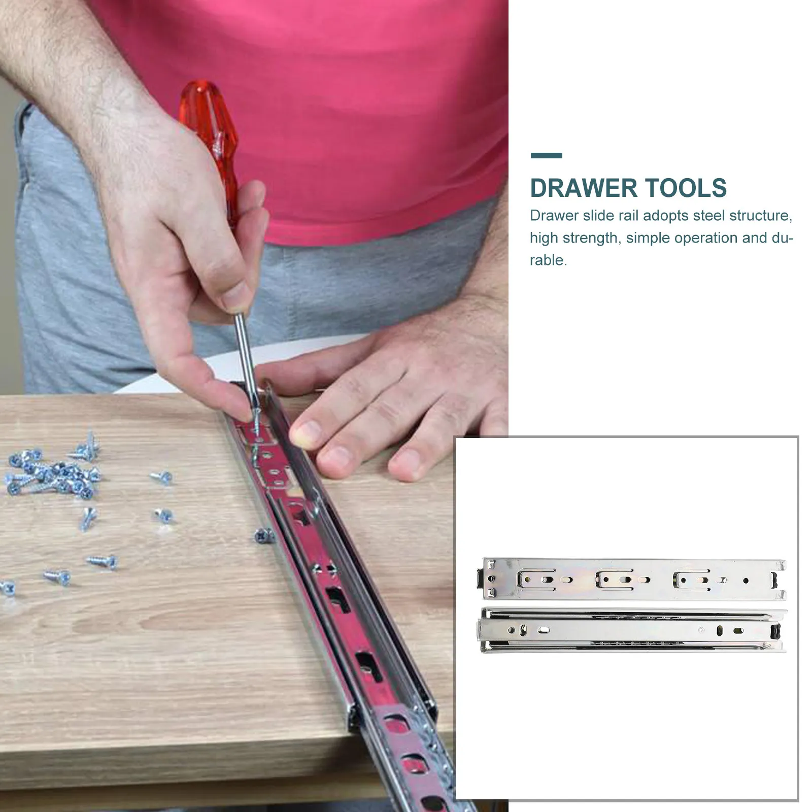 

2 пары мебельных направляющих для ящиков, трехсекционные направляющие-рельсы, износостойкие, прочные направляющие для шкафов и ящиков, аксессуары