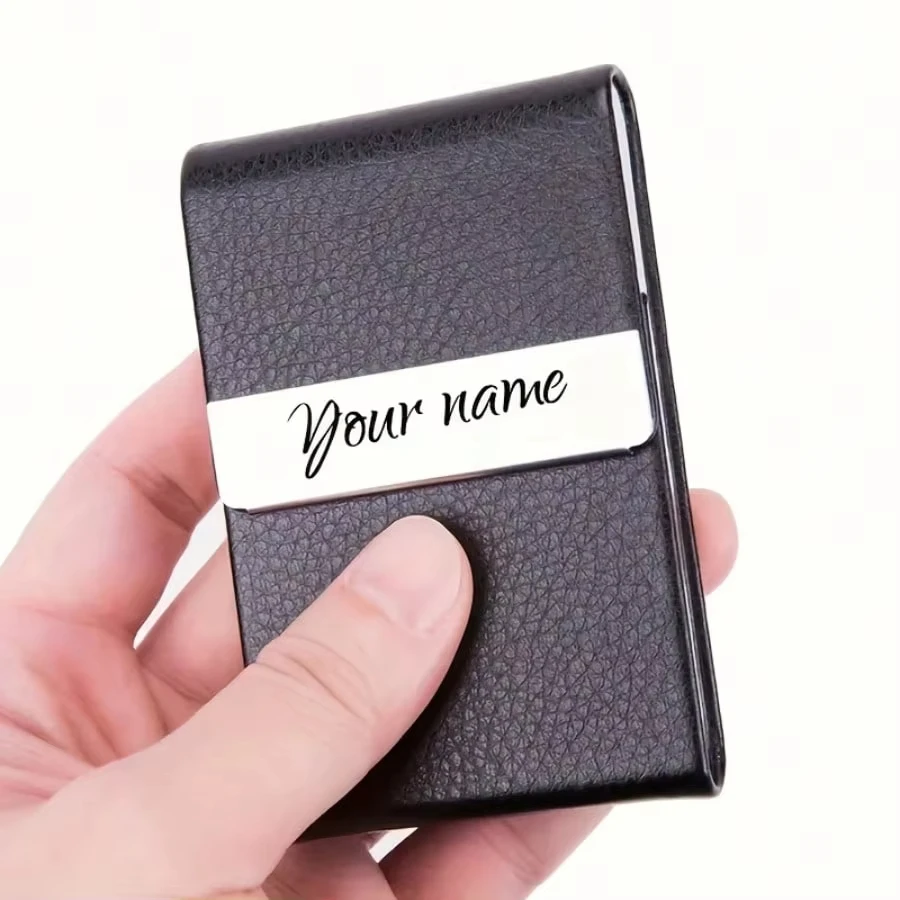 Personalized Business ID Card Holder Case Custom Name, Ideal Gift for Dad or Husband, Perfect for Christmas