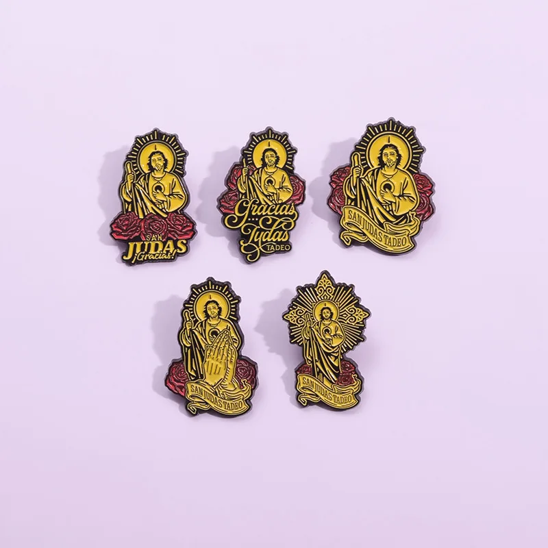 San Judas Tadeo Holy Jesus Bible Enamel Pins Keep The Faith Brooch Clothing Hat Badges Religious Belief Jewelry Gift Wholesal