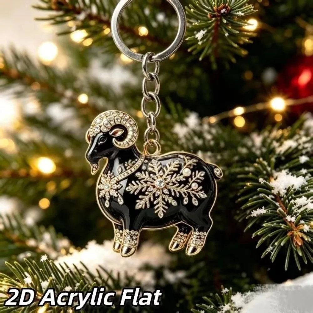 New Year Gift 2D Design Goat Keychain Acrylic Ornate Goat Bag Charm Running Goat Decorative Goat Key Ring Backpack Decoration