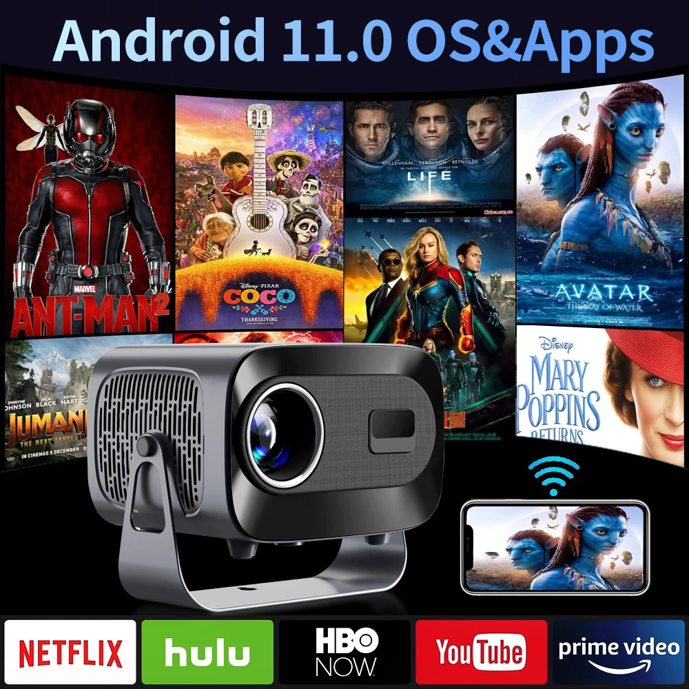 Proyektor Full HD A10 PLUS Pro 1080P 2K 4K Video Proyektor Portabel WiFi 6 Android Home Theater Proyektor Pintar Proyektor LED