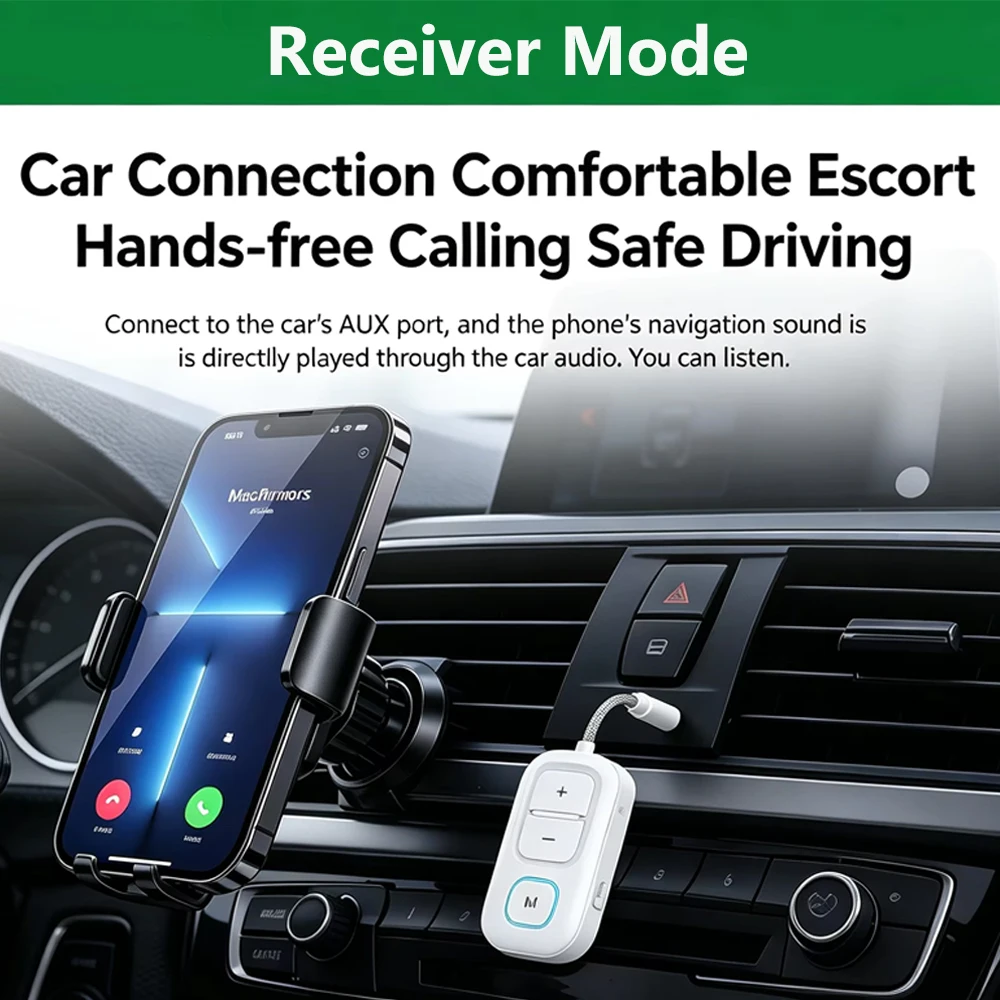 KEBIDU Bluetooth 6.0 Audio Transmitter Receiver 3.5mm AUX Jack Airplane Wireless Audio Adapter With Mic For TV PC Headphone Kit view 3