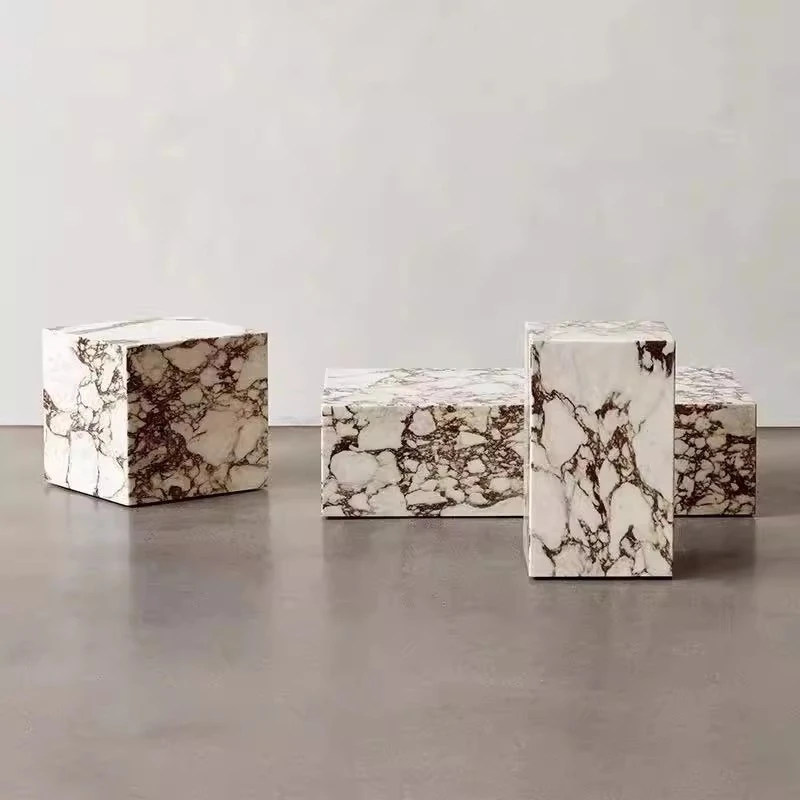Natural marble coffee table coffee table high-end villa small side table