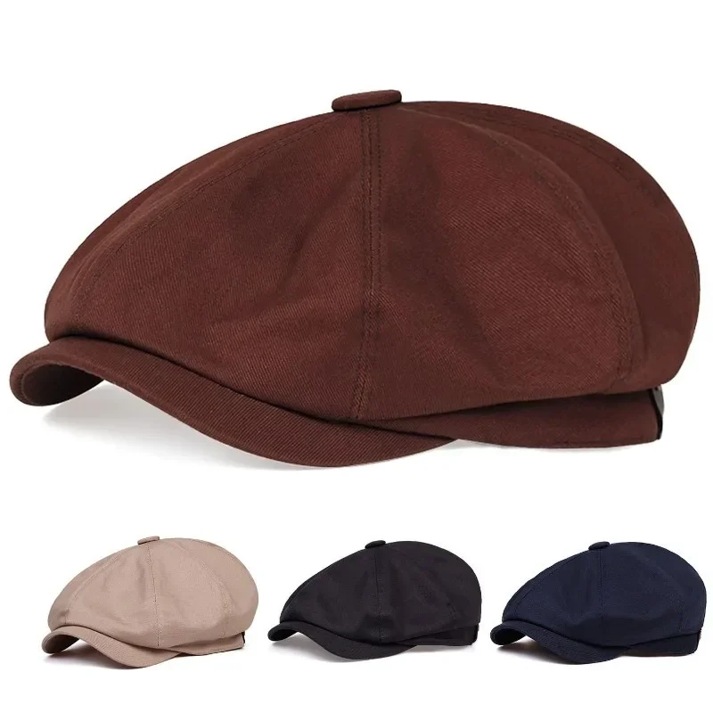 Fashion Newsboy Cap Men\'s Twill Cotton Hat 8 Panel Hat Baker Caps RetroGatsby Hats Casual Brand Cap Beret for Male Gorras Hombre