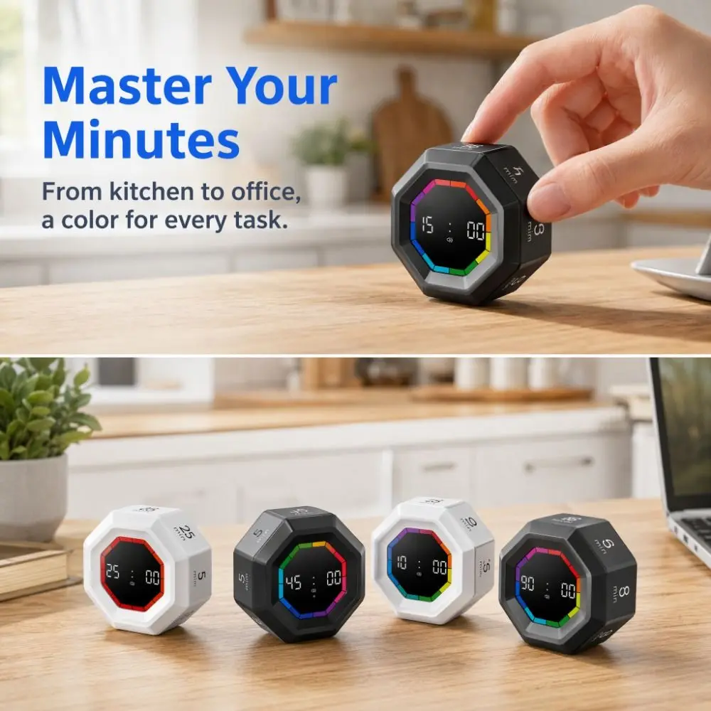 Magnetic Gravity Sensor Timer Smart Visual Flip Timer Clock Productivity Flip LED Display Kitchen Timer Alarm Clock