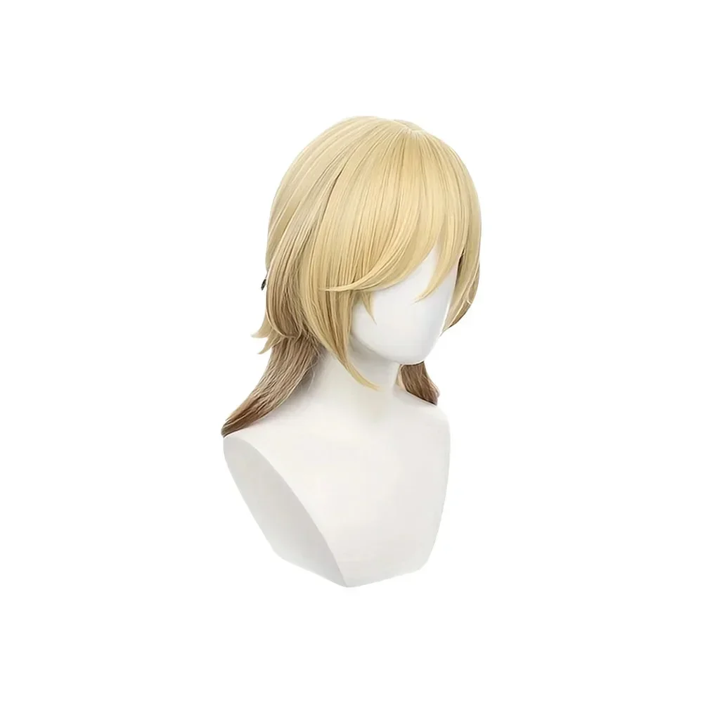 Genshin Impact Long Linen Gold Cosplay Peruca com Trança, Perucas de Cabelo Resistentes ao Calor, Anime Kaveh, Alta Qualidade