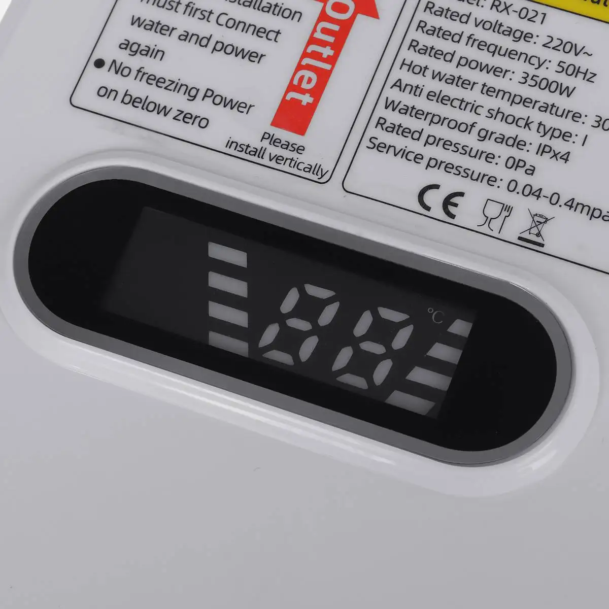 Lcd digital elétrico tankless 3500w mini aquecedor de água quente instantâneo torneira da cozinha aquecimento temperatura constante automático