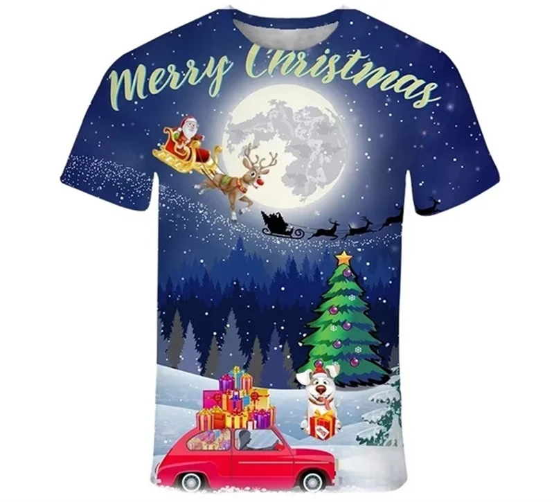 

Christmas T shirt Men Women's Shirts Casual Fashion Short Sleeve T Shirt Oversized Harajuku Tees Tops Kids Clothing Kids Tshirt