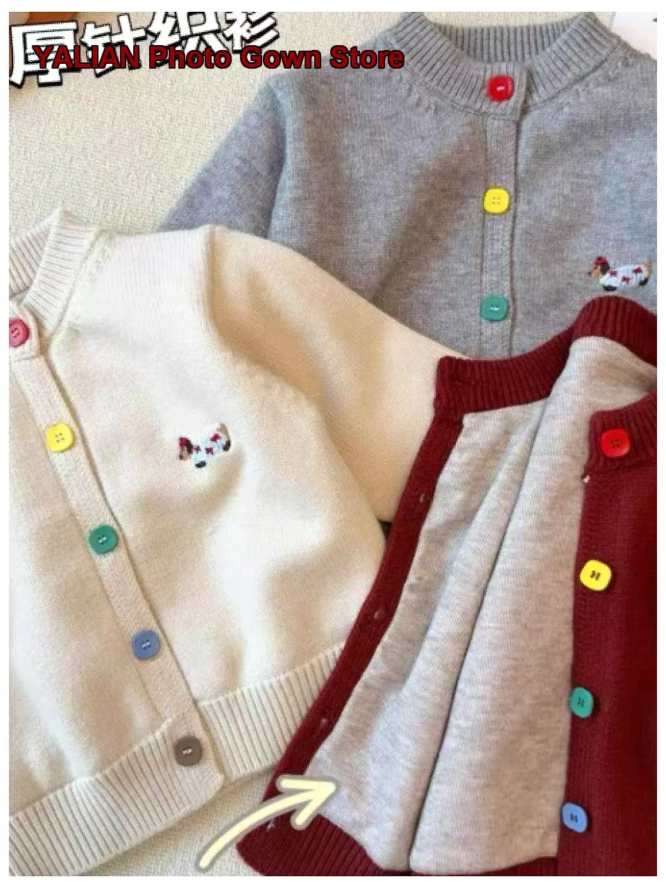 Kids Double-Layer Fleece Lined Knit Sweater Boys Girls Winter Warm Soft Top