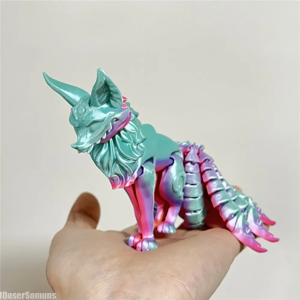 Fine-tailed Fox Action Figure Fox Model Articulated Animal Figurine Desktop Decoration Kids Multi-jointed Movable 3D Printed