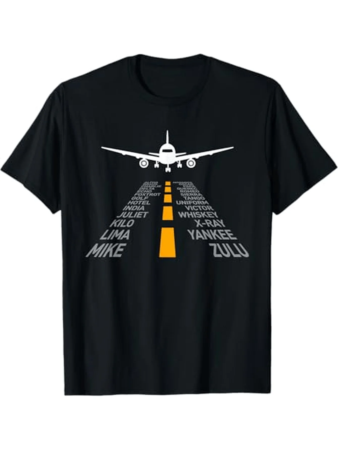 Airplane Pilot Gift Airport Runway Pinyin Airplane T-shirt Short Sleeved T-shirt Round Neck All Season Breathable Men