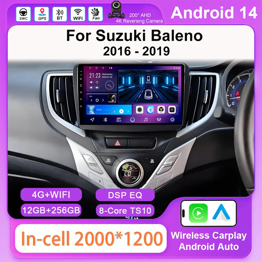 

Android Auto Carplay For Suzuki Baleno 2016 2017 2018 2019 Car Multimedia Radio Video Player 4G QLED Touch screen GPS Navigation