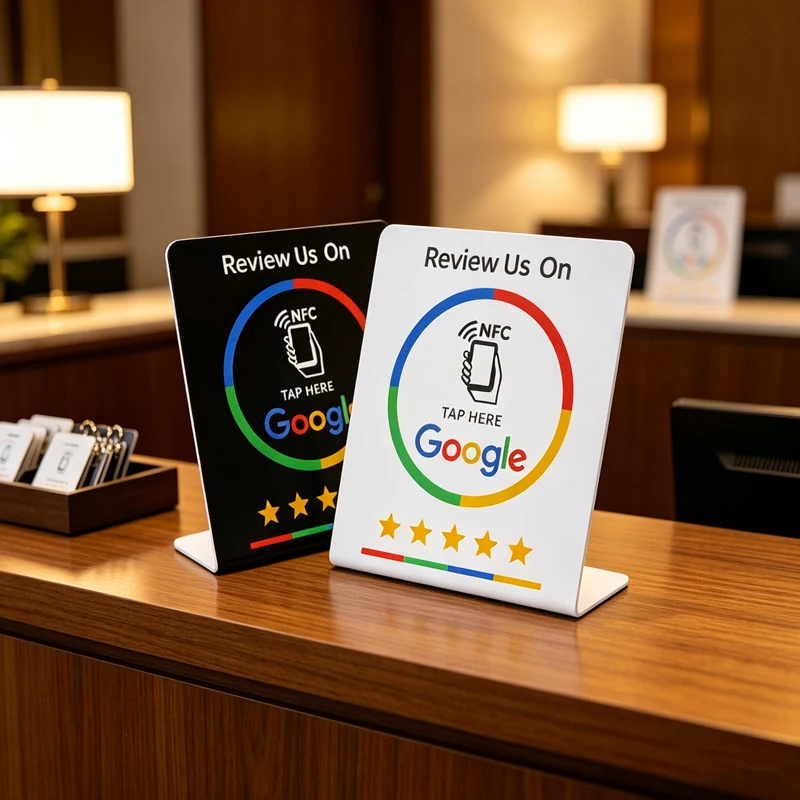 Matte NTAG215 Google Review NFC Tap Card Scratch Resistant Reusable Bending Display Stand Card for Business Feedback