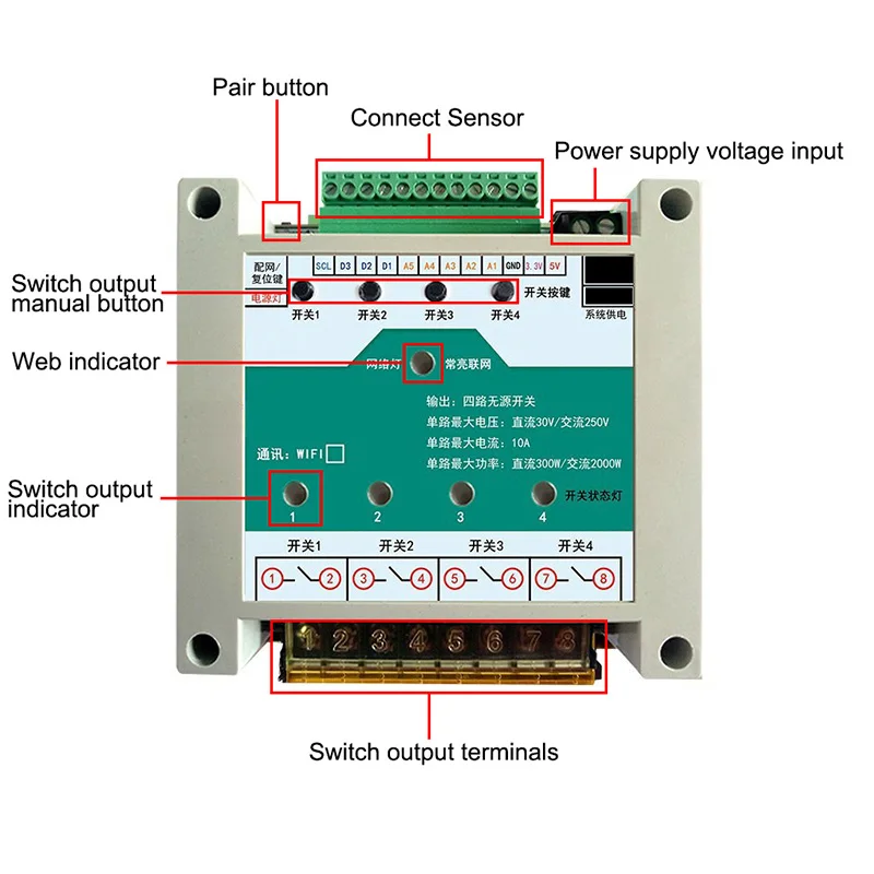 24VDC 0-10bar 0-16bar 0-25bar wifi pressure controller with sensor 4 relay output phone app remote control pressure meter