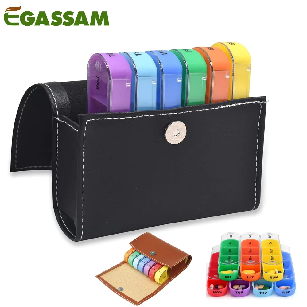 Weekly Travel Pill Organizer-Medication Wallet Pill Box Reminder, Pill Container Dispenser Case,for 4 Times A Day, 7 Days a Week