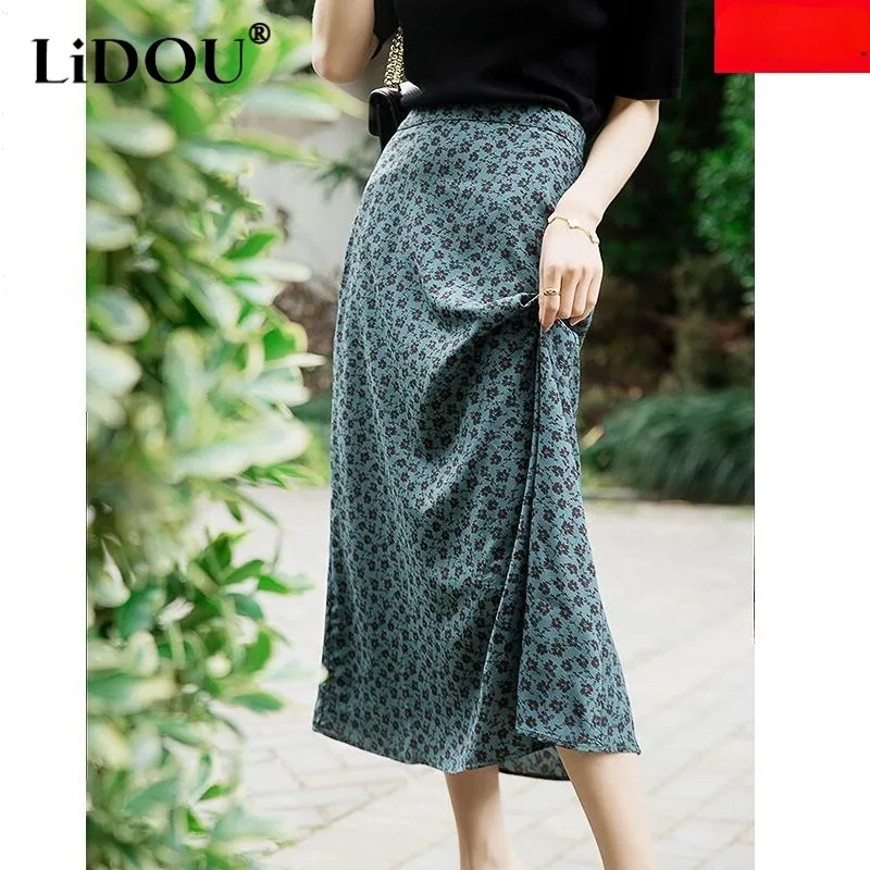 

Female Skirt New Spring Summer Lively Printing Floral Loose Casual High Waist Vintage Office Lady Comfortable Popularity A-line