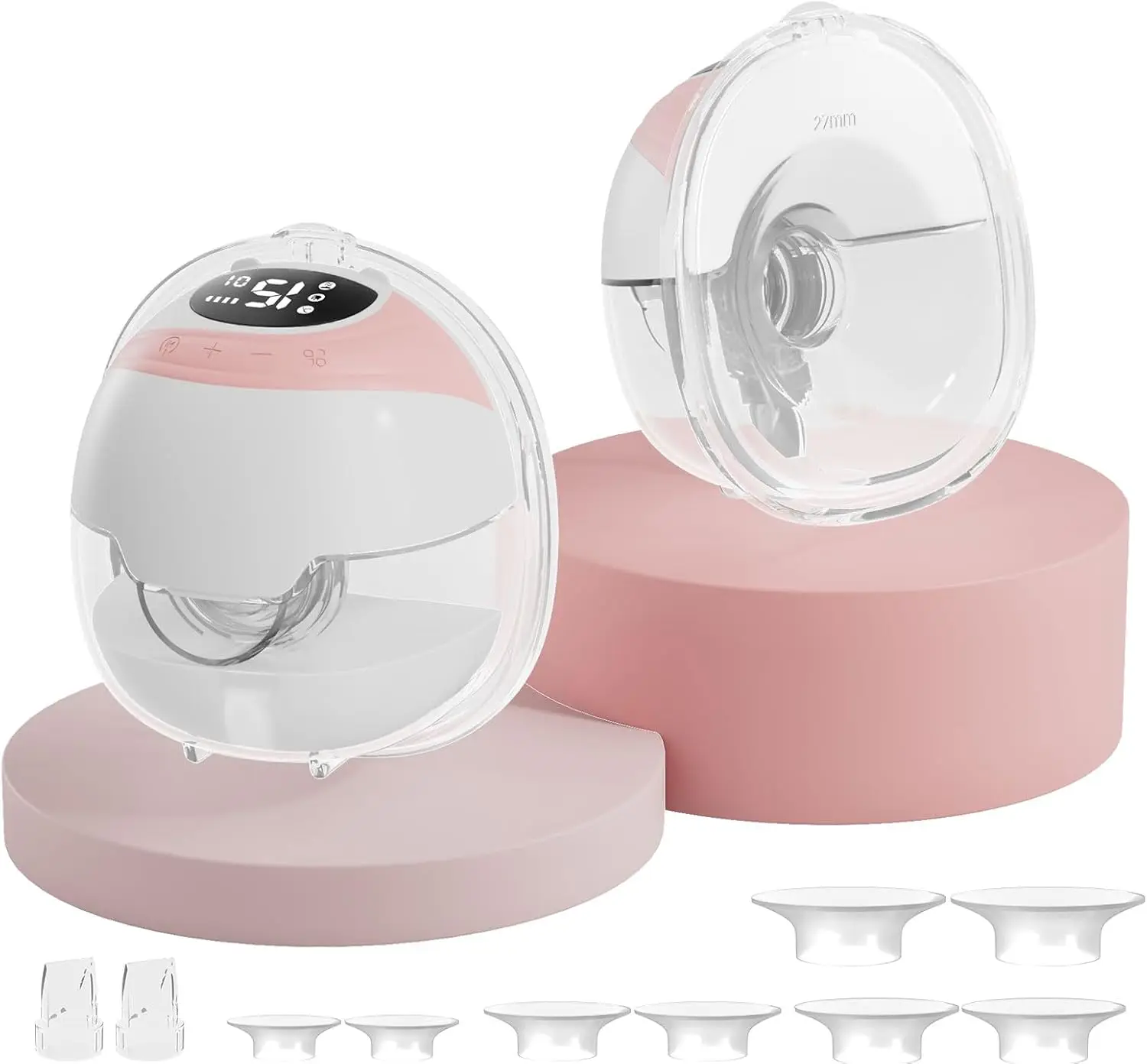 

Электрический молокоотсос без использования рук, 3 режима и 15 уровней, мощное всасывание, герметичный фланец, регулируемые размеры, розовый комплект