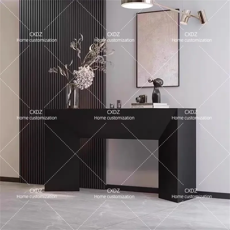 Italian Black Narrow Entrance Table Wabi Style End View Console Simple Entryway Decorative Strip for Fireplace Hallway