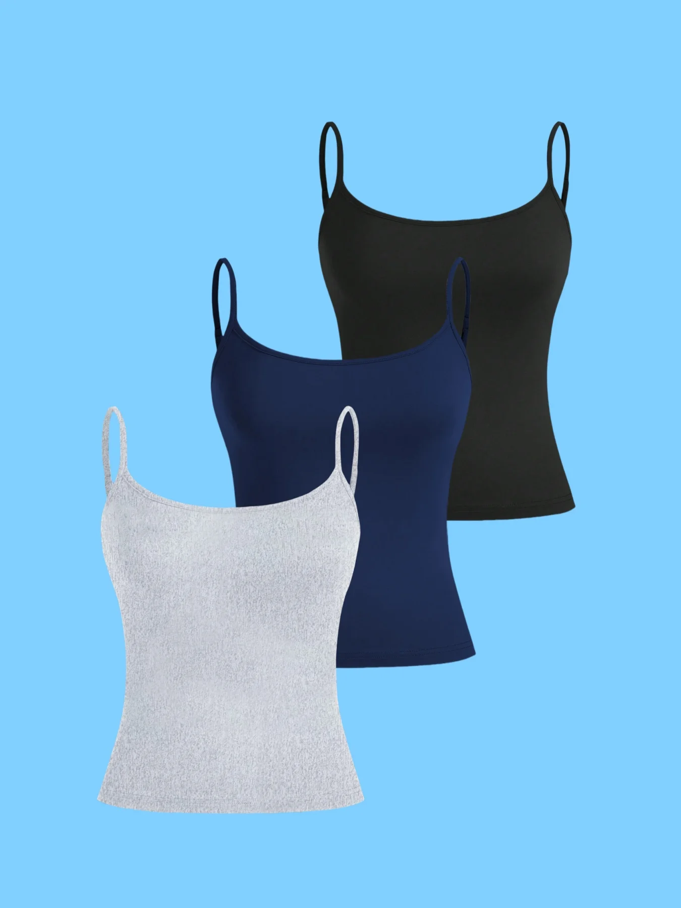 

3-Pack Women's Simple Solid Color Backless Camisole