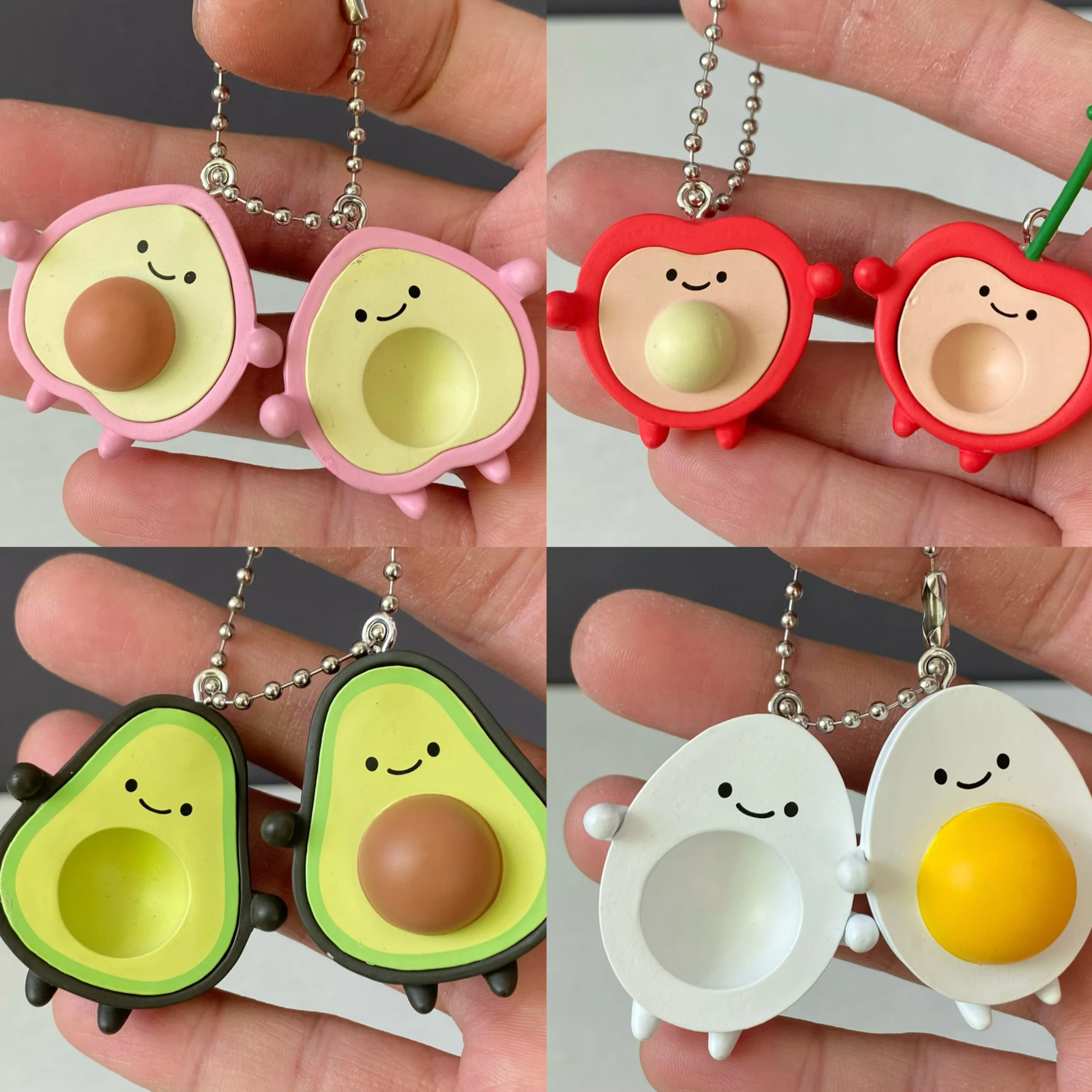 Qualia Merge Keychain Avocado Cherry Egg Peach Toy Collectible Pendants Bulk Purchase Anime Themed Figurines for Kids