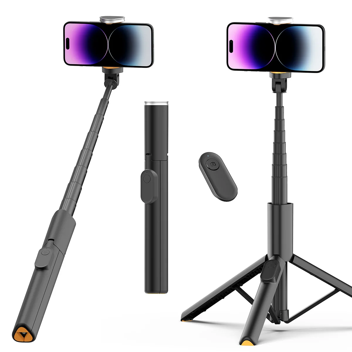 1.46m Phone Tripod & Selfie Stick Extendable Cell Phone Tripod Stand with Wireless Remote for IPhone Android Samsung