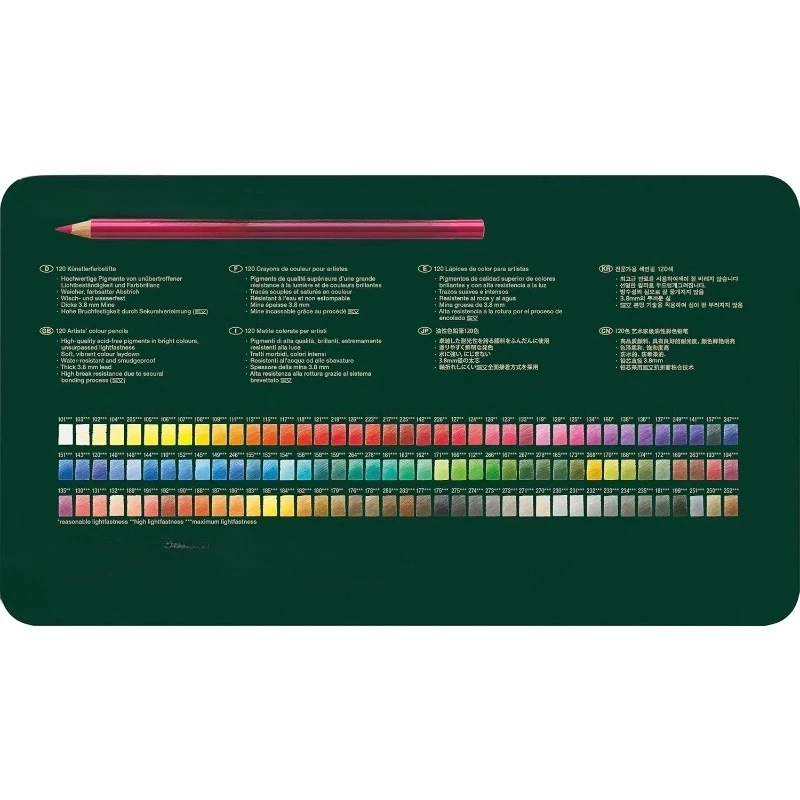 أقلام تلوين للفنانين من Polychromos - علبة مكونة من 120 لونًا - أقلام رصاص فنية عالية الجودة