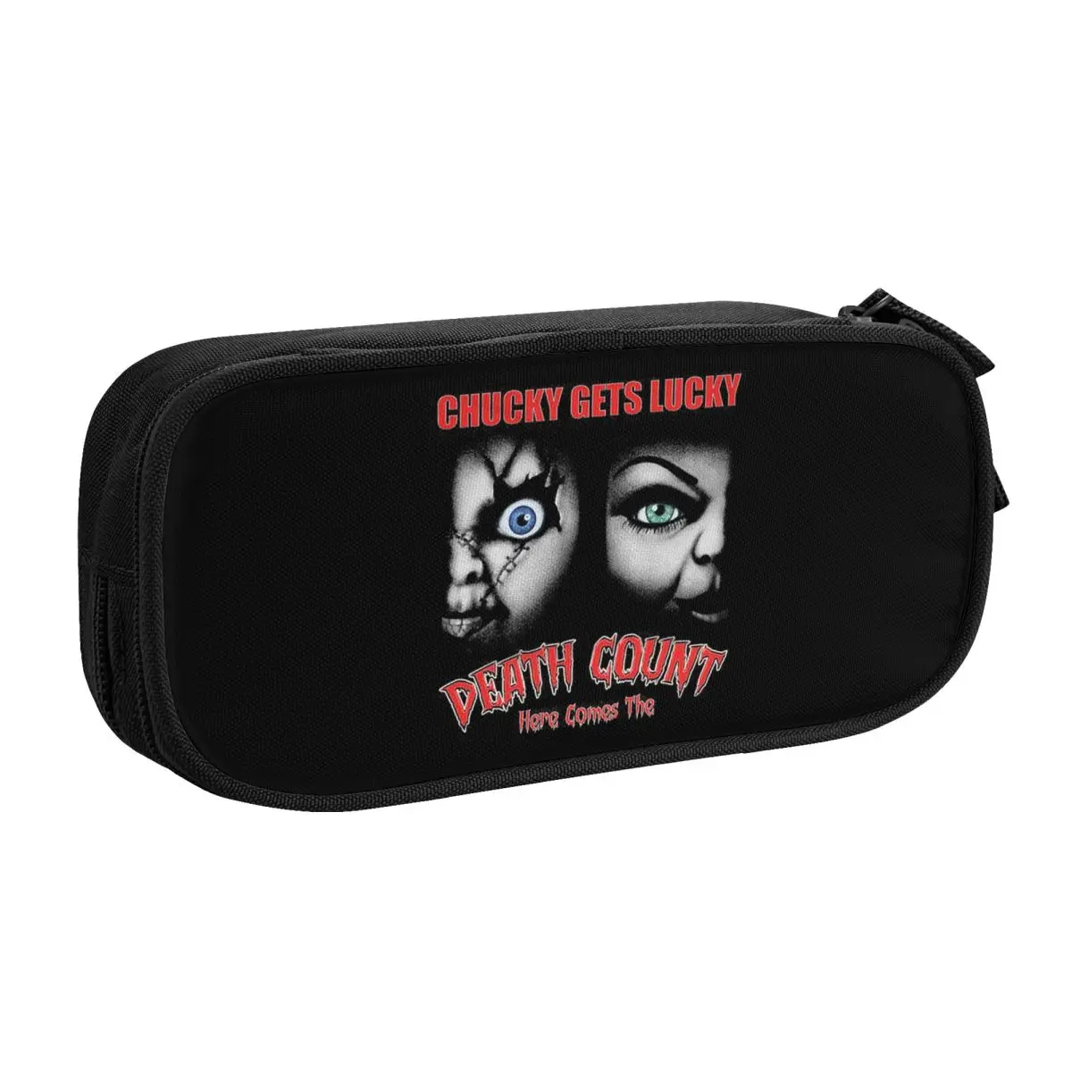 Custom Kawaii Chucky Death Count Pencil Case for Girls Boys Large Capacity Pencil Bag Stationery