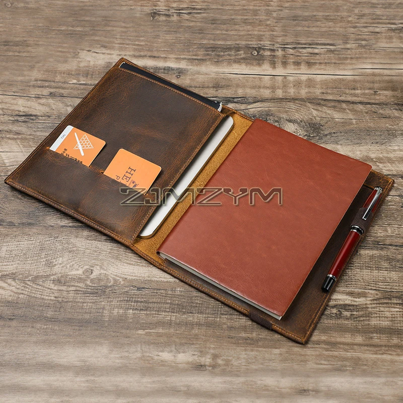 Imagem -06 - Leather Journal Cover Compatível com Pad Notebook Organizer com Pen Slot Slots de Cartão Elastic Band a5 79 83