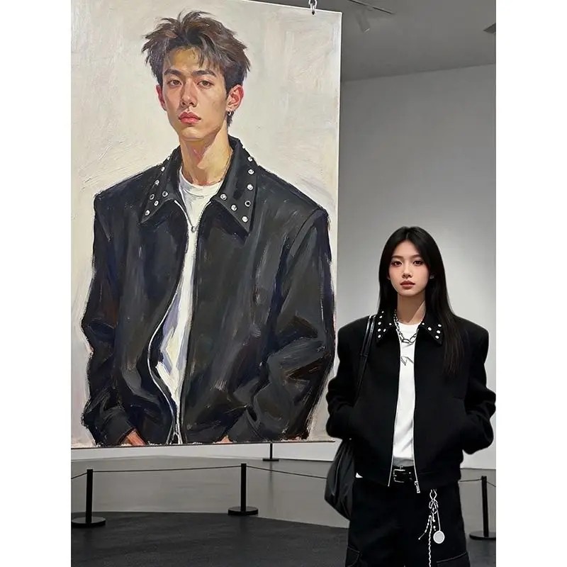 

Мужская утепленная куртка Bla American High Street с заклепками, свободного кроя, премиум-класса, стильная, весенняя