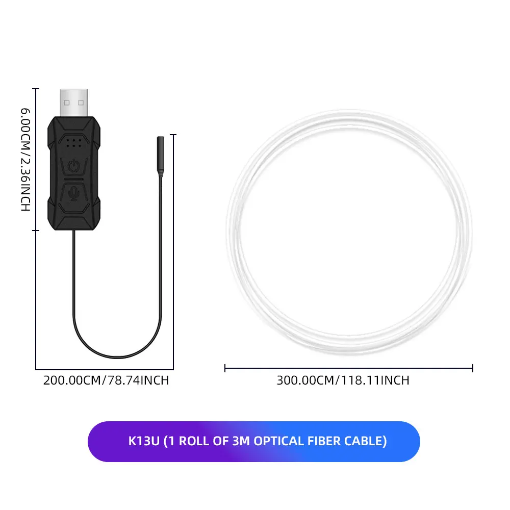 Car RGB LED Ambient Light Strip USB Fiber Optic Atmosphere Car Neon Interior Light Strip Center Console Door Decoration Lamp