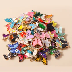 Random Mixed 10/20pcs Enamel Animal Charms Cute Colorful Butterfly Charms Pendants for DIY Jewelry Making Wholesale