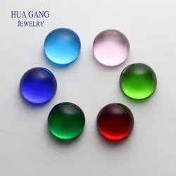 Round Shape Glass Beads Cabochon Cut Flat Bottom Loose  Synthetic Gems For Jewlry Size 8mm 10mm 20mm