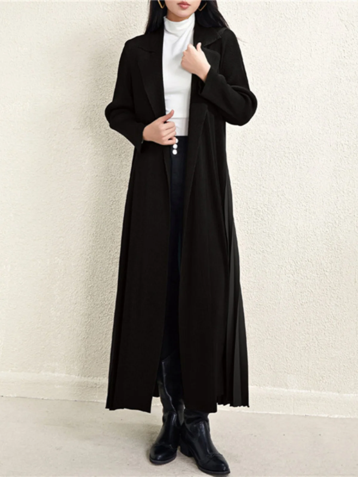 Manteau Long Jaet coupe-vent vêtements d'extérieur Ele plié Sle trajet mince fibre de Polyester Long Sve col de costume printemps 2025