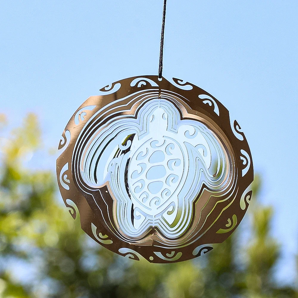 สปินเนอร์ลมเต่าทะเล3D ของตกแต่งสวนแบบแขวนชิ้นส่วนกระดิ่งลมสะท้อนแสงทำจากจี้ห้อยรถยนต์สะท้อนแสง