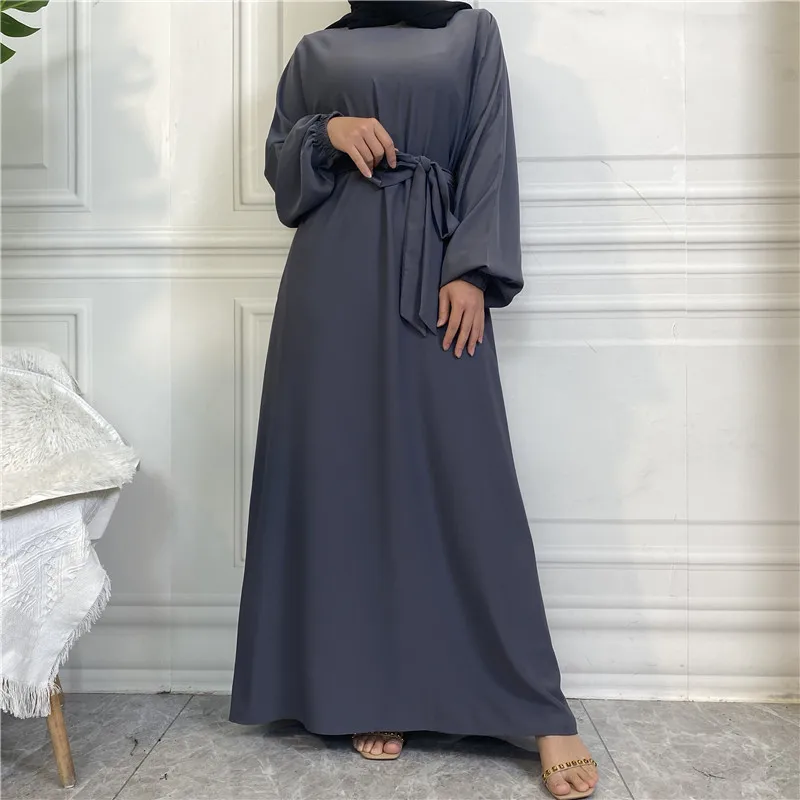 Abaya-Robe longue avec ceinture pour femmes musulmanes, hijab, Dubaï, ramadan, Eid Islam, vêtements africains