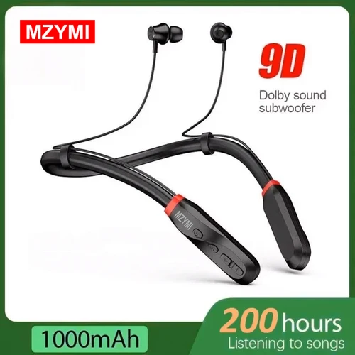 MZYMI auriculares inalámbricos 200 horas de reproducción banda para el cuello auriculares Bluetooth 5,1 auriculares con micrófono auriculares estéreo 9D
