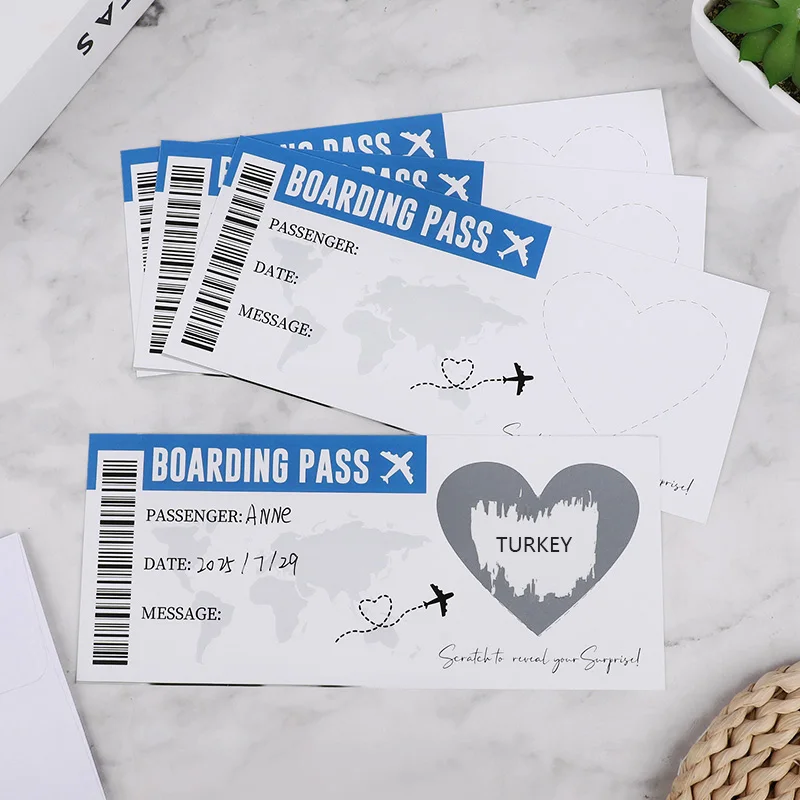 1 conjunto de cartão de jogo de embarque com envelope, presente surpresa diy para festa de aniversário de casamento, bilhetes de viagem de natal