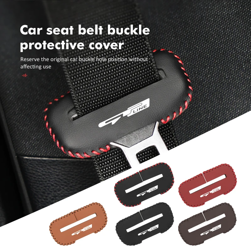 Leather Car Seat Belt Buckle Clip Anti-Scratch Protector Cover For KIA gt gtline Xline ceed Forte RIO STINGER Seltos K3 K4