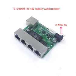 Mini PCBA 6Ports Industrial switch module 10/100Mbps  12V-48V internet  network switch